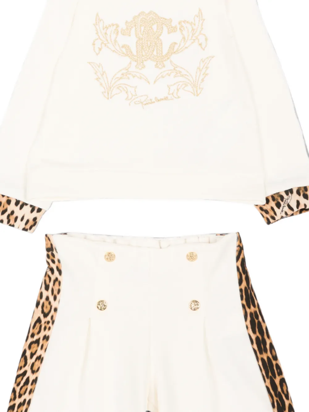 Roberto Cavalli Junior Broekset met luipaard-print Beige