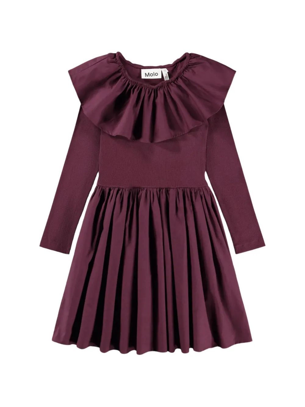 Molo Cille ruffled-collar long-sleeve mini dress | Purple | Image 1