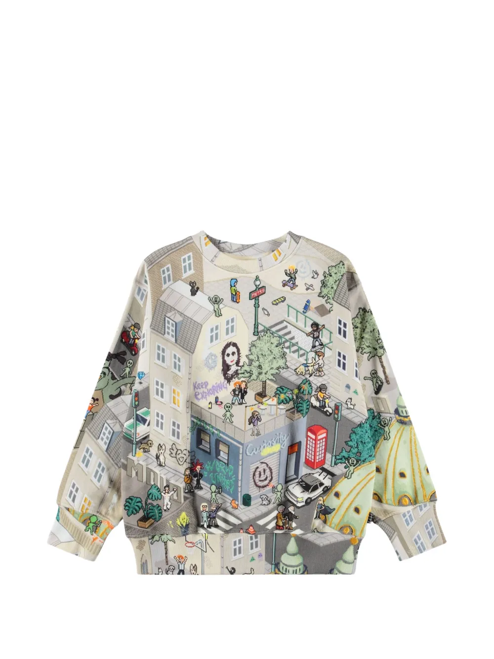Molo pixel-print cotton sweater - Toni neutri