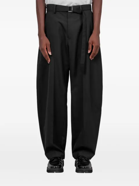 sacai pantalon plissé à taille ceinturée