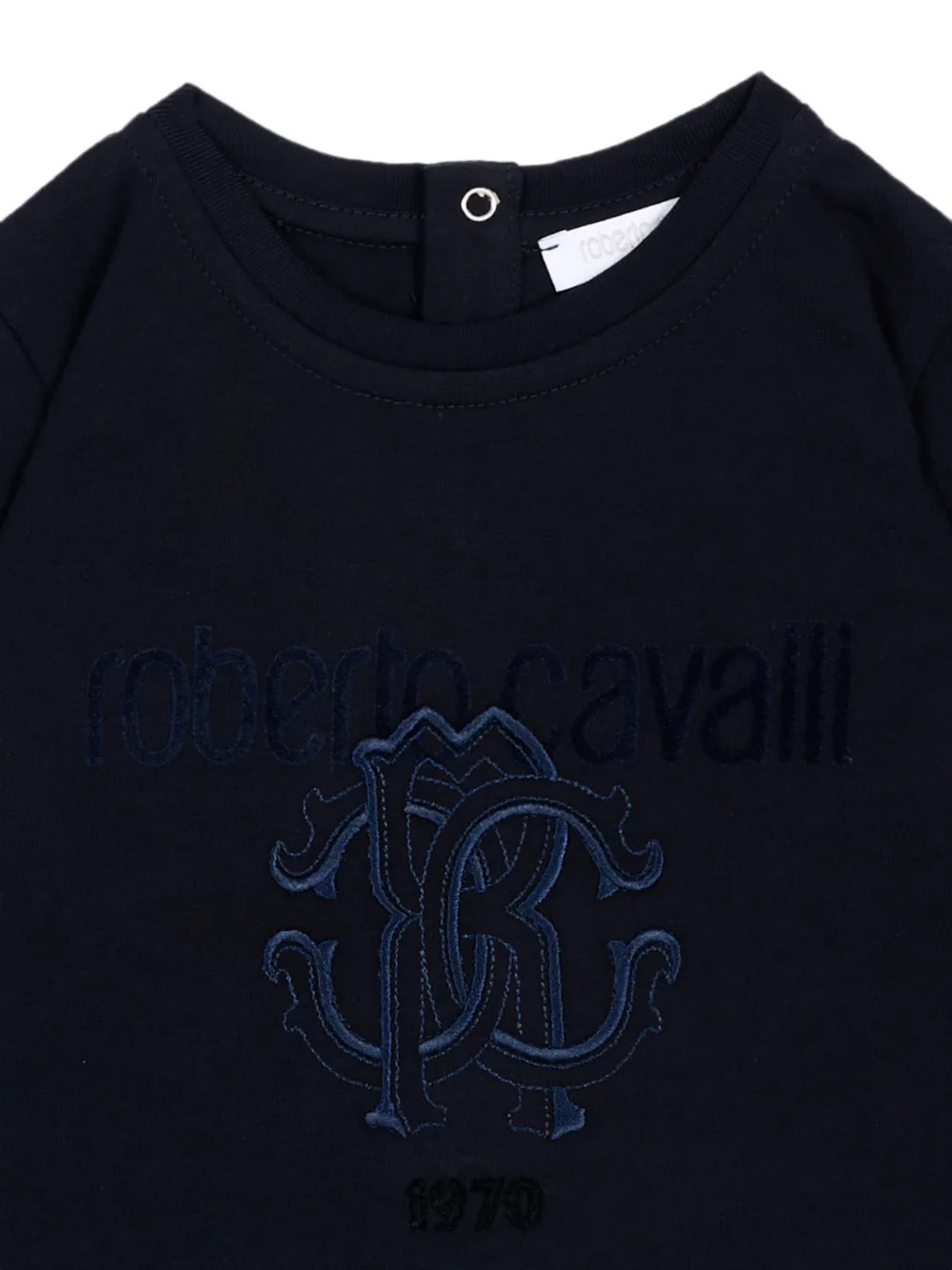 Roberto Cavalli Junior T-shirt met geborduurd logo Blauw