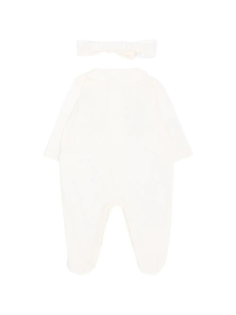 Roberto Cavalli Junior Romper met geborduurde Peter Pan-kraag Beige