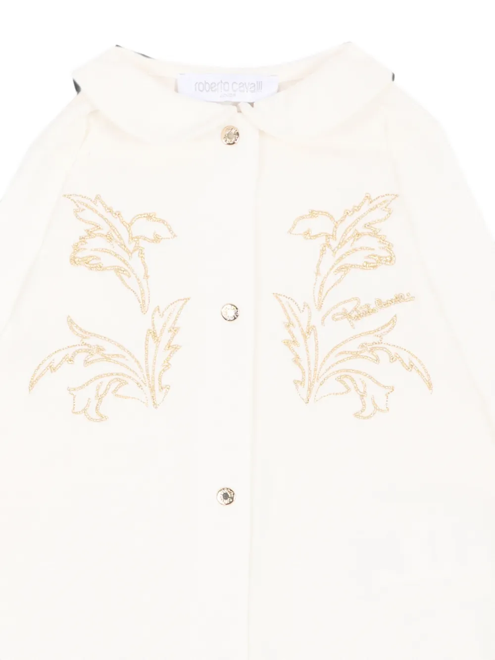 Roberto Cavalli Junior Romper met geborduurde Peter Pan-kraag Beige