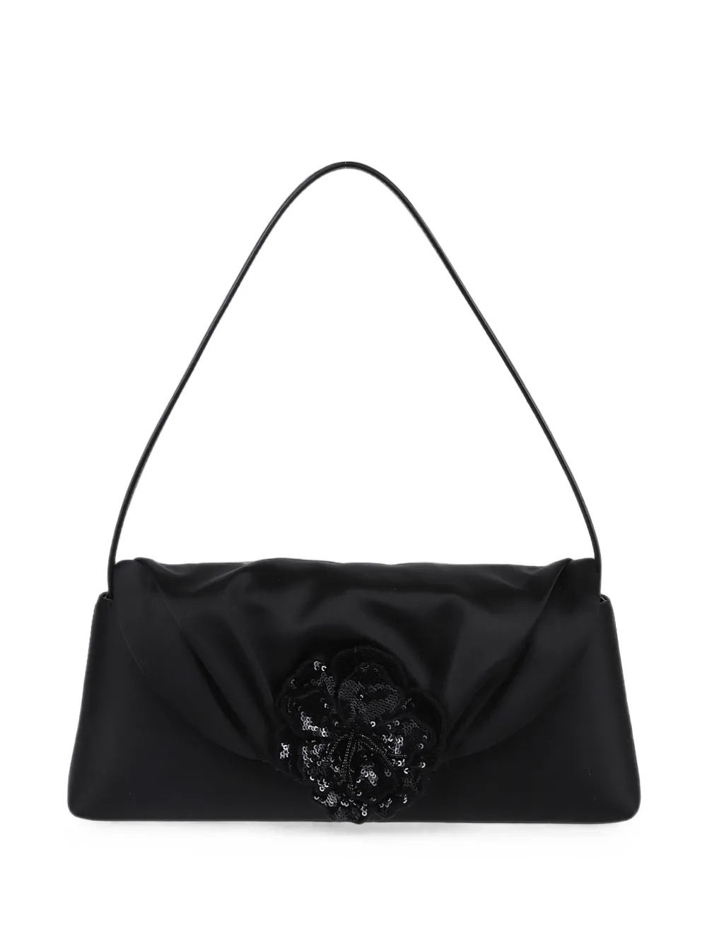 ROTATE BIRGER CHRISTENSEN sequin-embellished floral-appliqué clutch bag - Nero