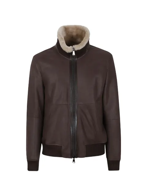Sword shearling-trim leather jacket