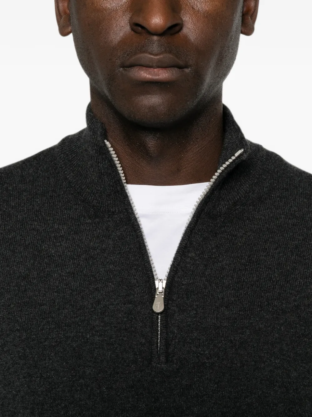 Brunello Cucinelli Trui met halve rits Grijs
