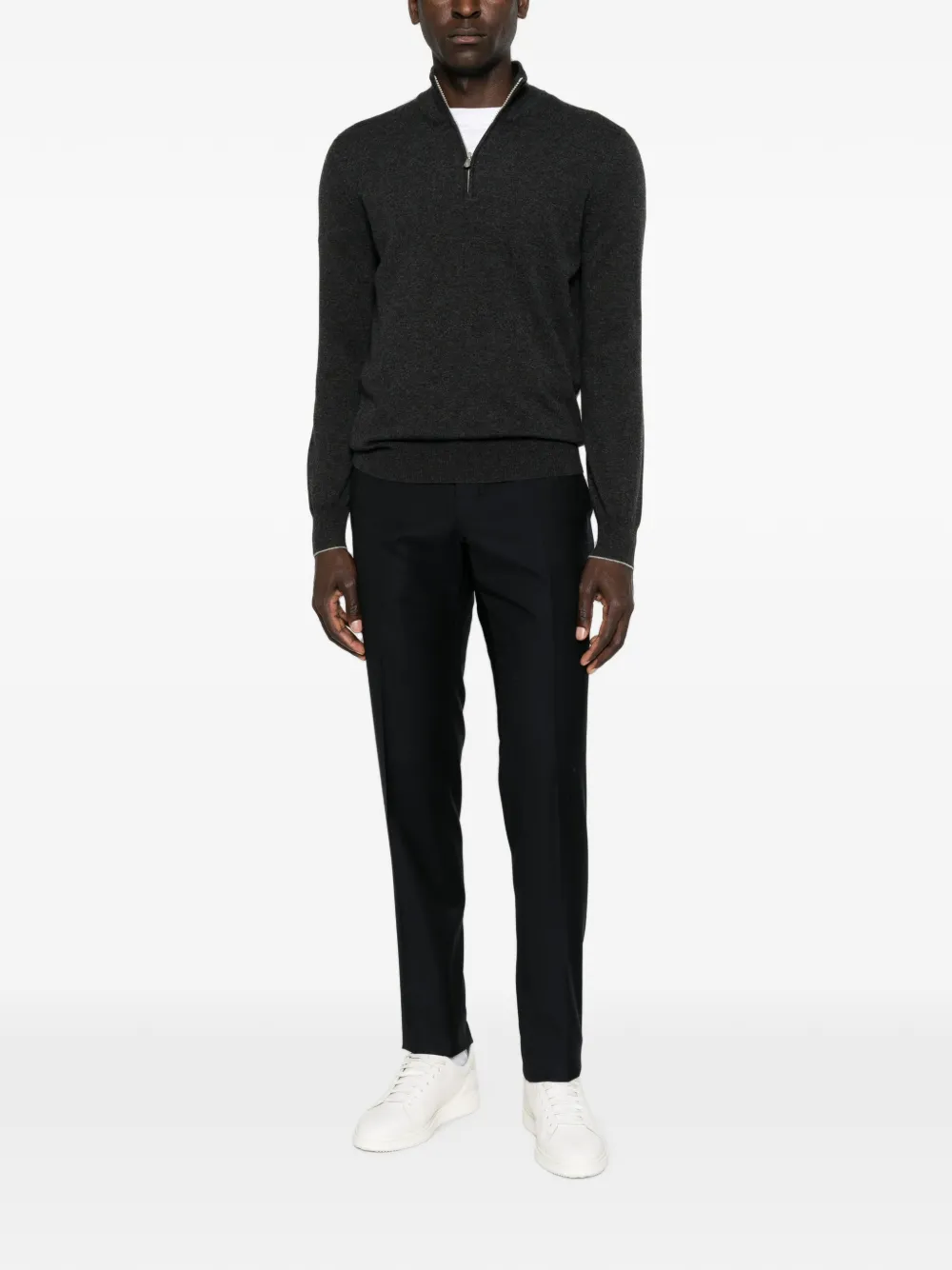 Brunello Cucinelli Trui met halve rits Grijs