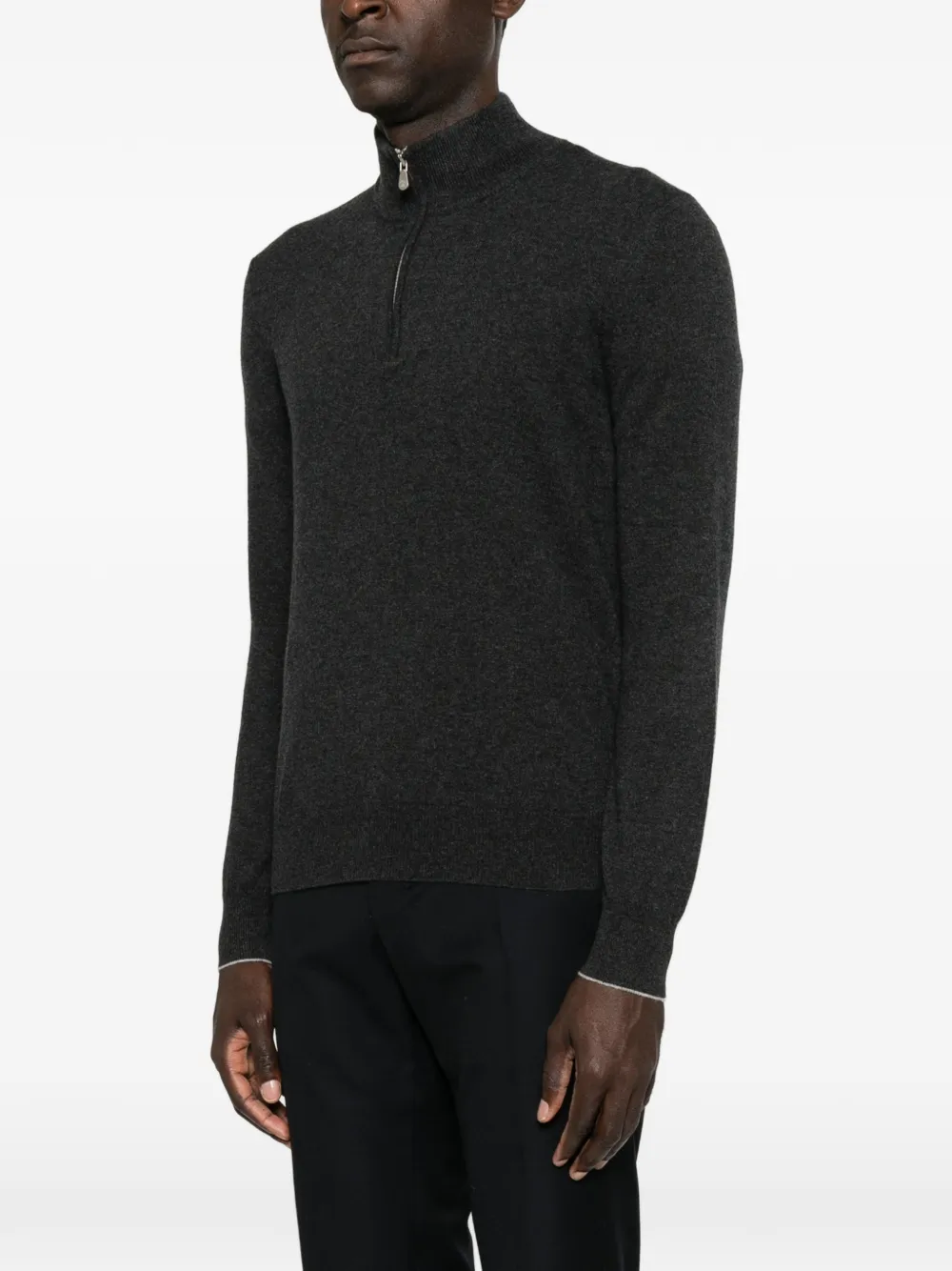 Brunello Cucinelli Trui met halve rits Grijs
