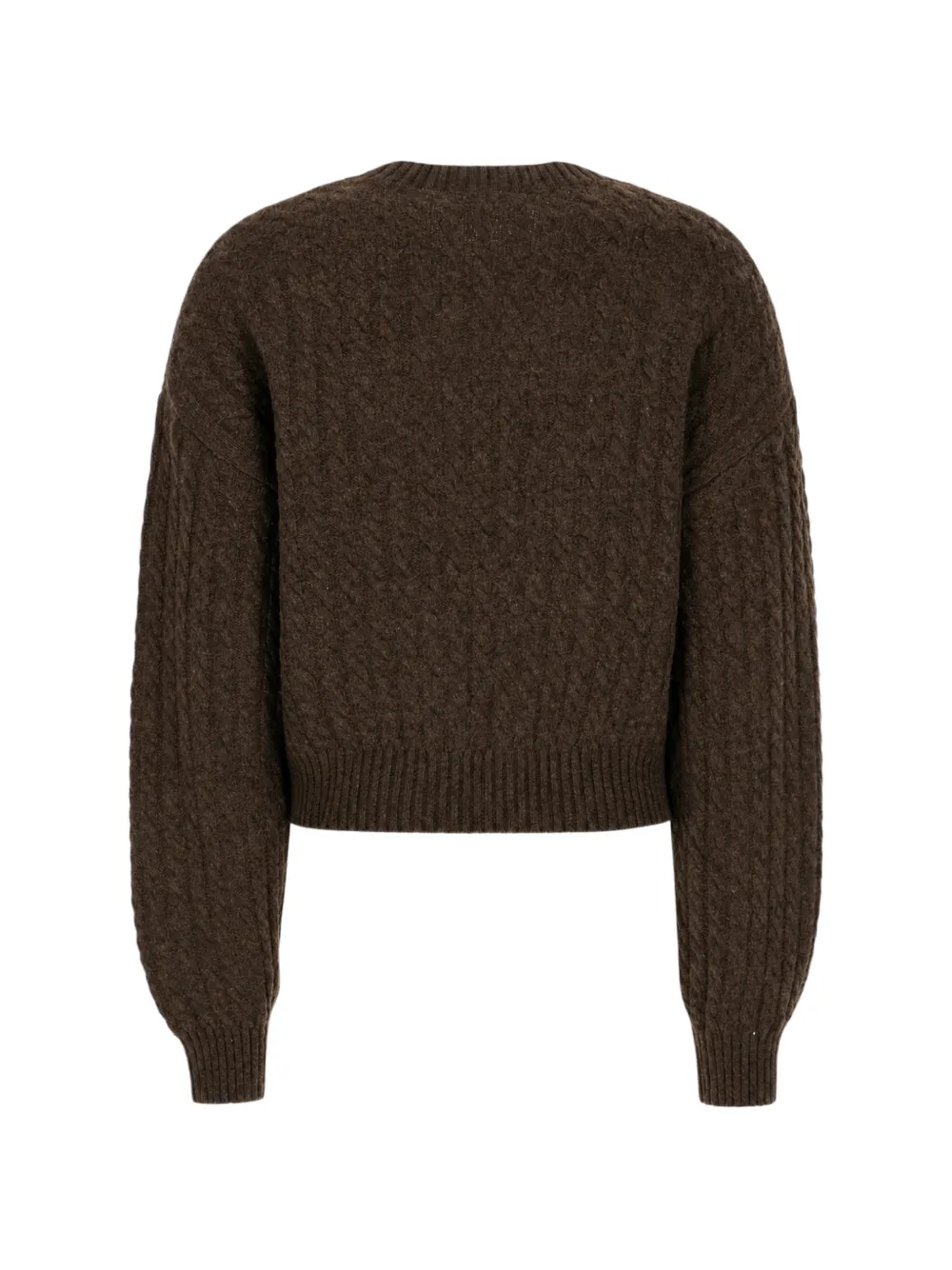 ROTATE BIRGER CHRISTENSEN Kabelgebreide trui met logopatch Bruin