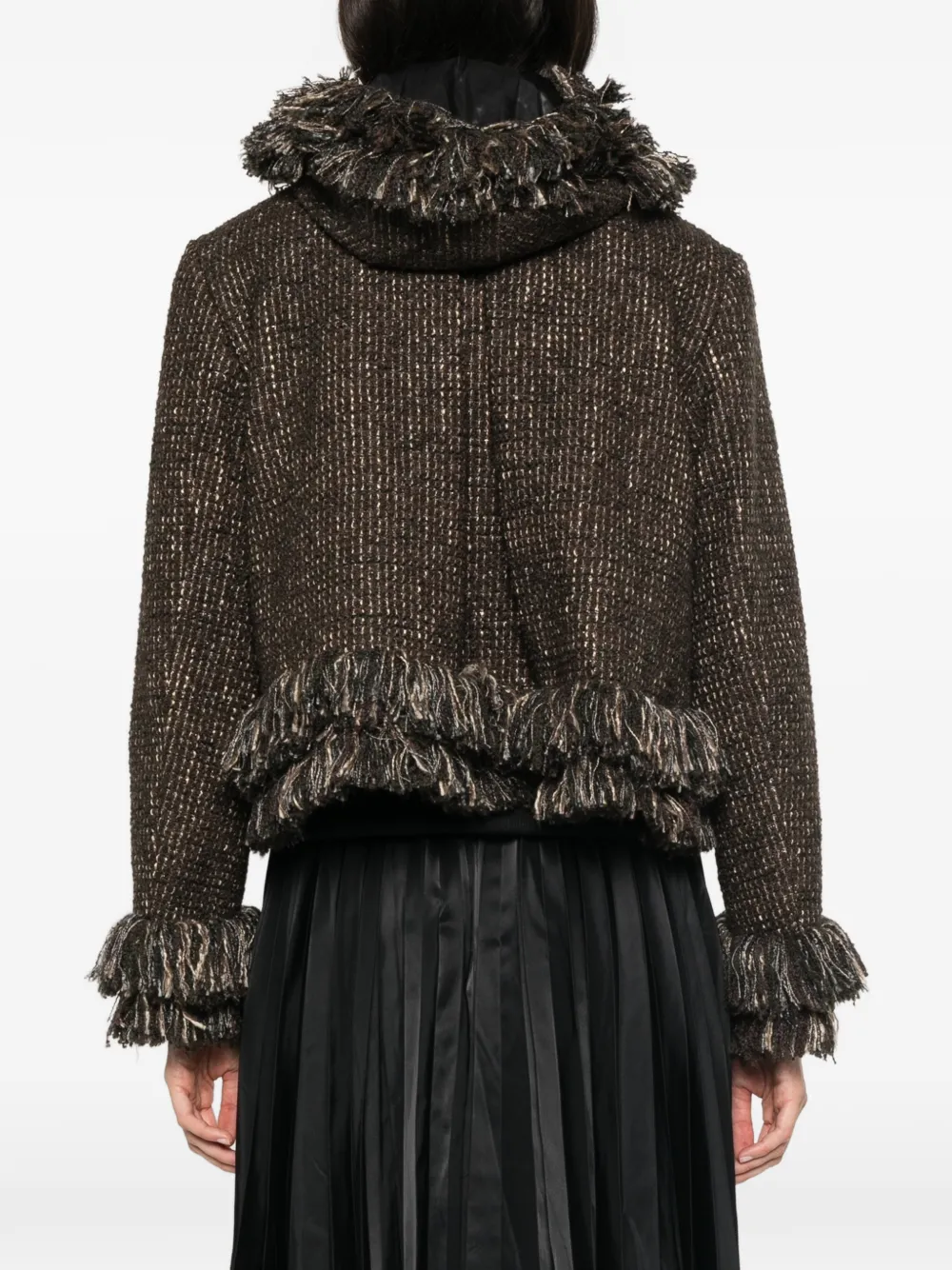 sacai Jack met capuchon en franjeafwerking Bruin