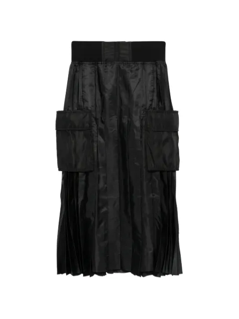 sacai quilted pleated midi skirt