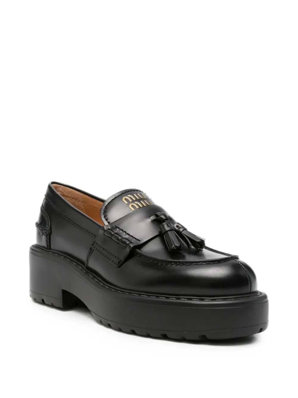 Miu tassel-detail loafers Zwart