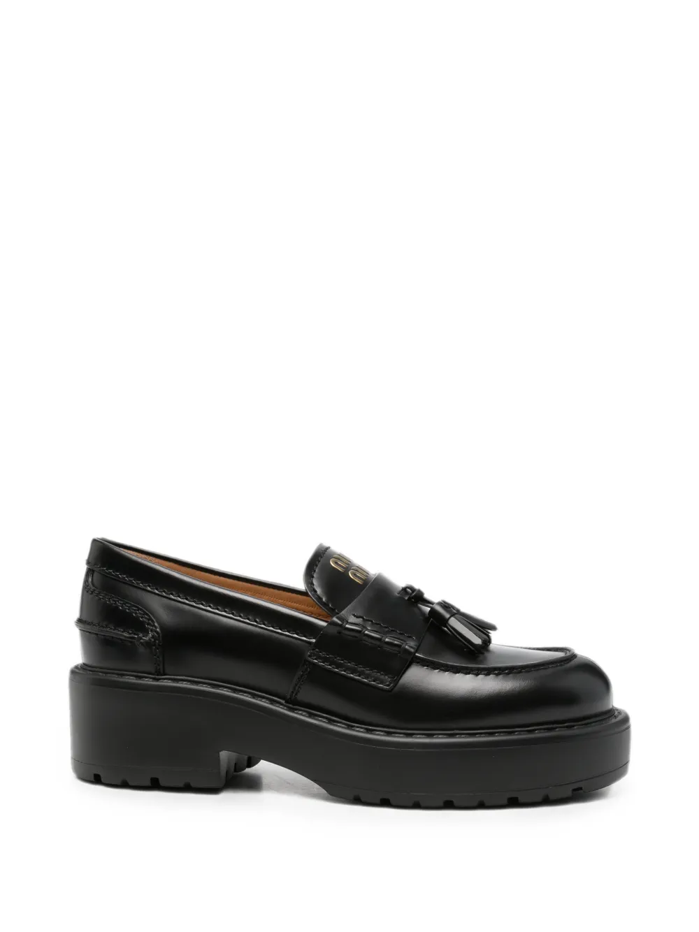 Miu tassel-detail loafers Zwart
