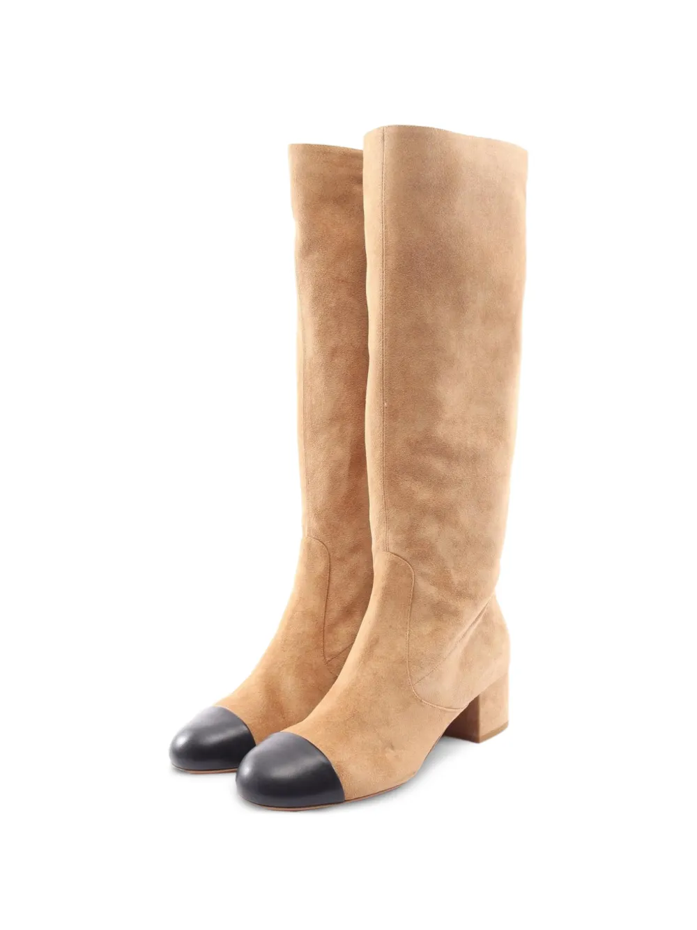 CHANEL Pre-Owned 1986-1988 Coco Mark cap-toe knee-high boots - Nude
