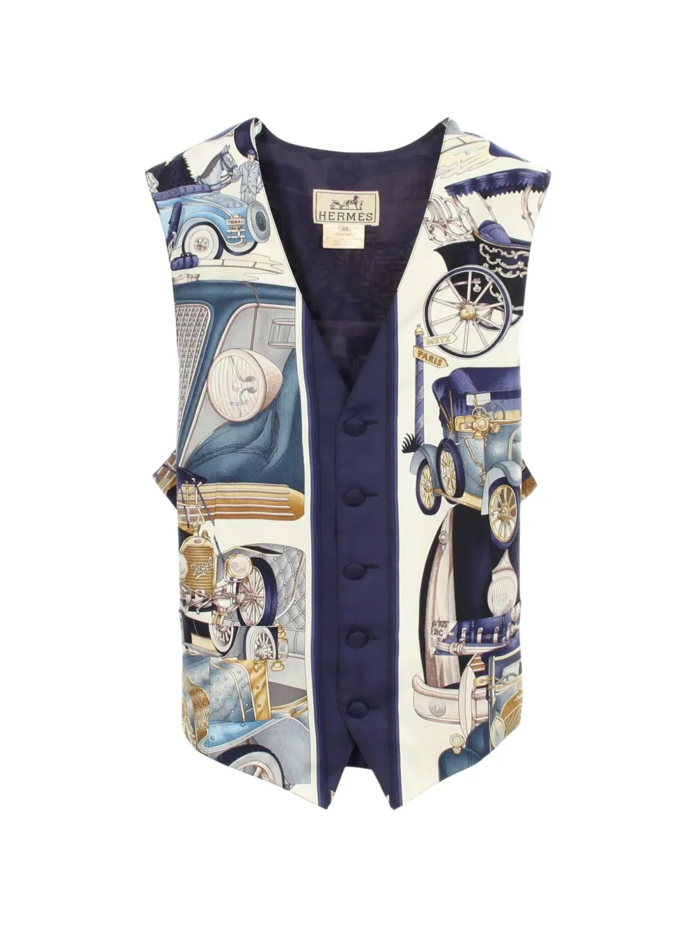 Hermès Pre-Owned 2010s automobile-print waistcoats - Blau
