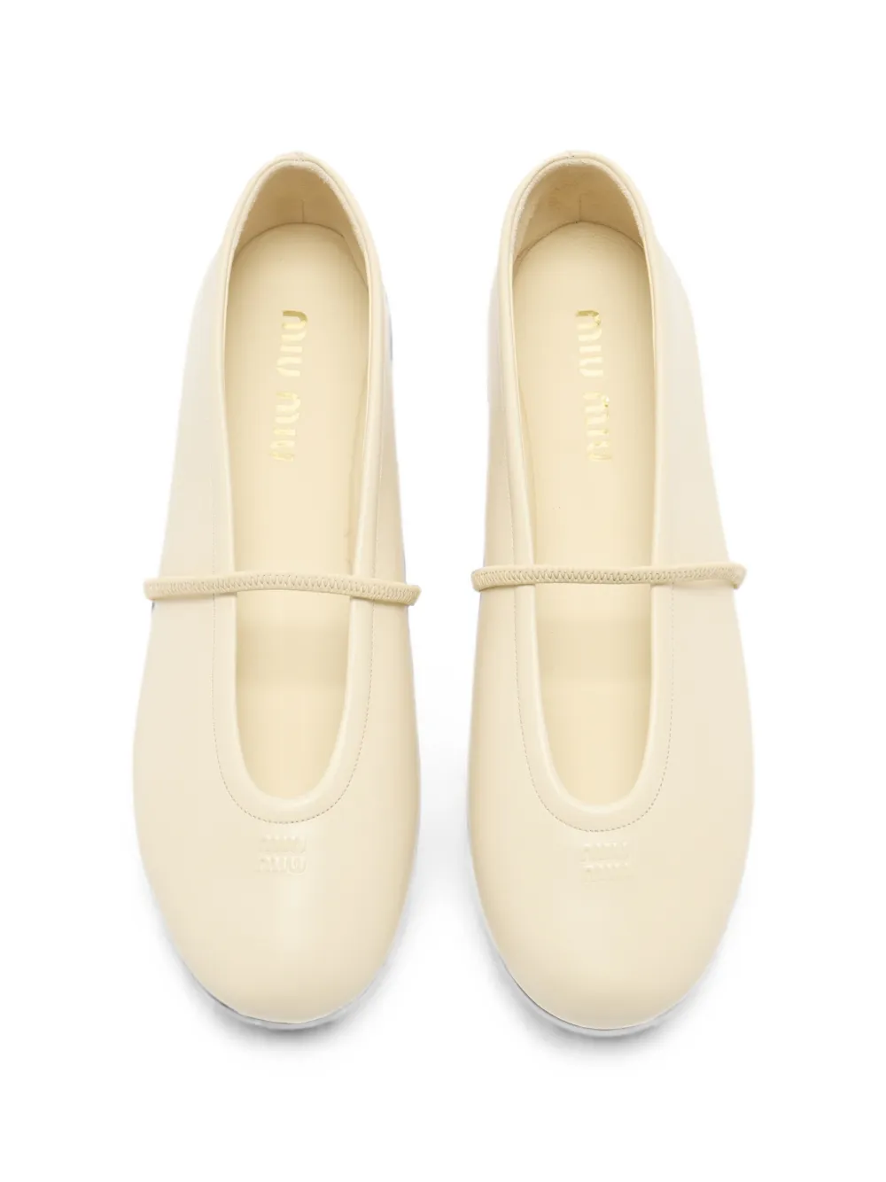 Miu logo-embossed ballet flats Beige