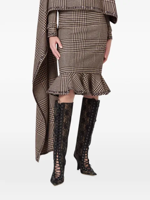 Giuseppe Di Morabito houndstooth-pattern ruffled midi skirt