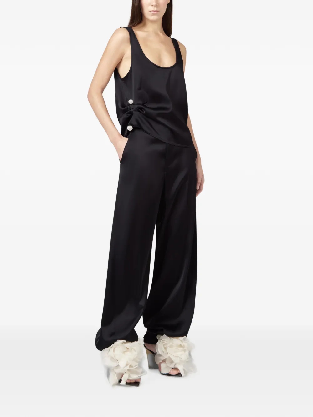 Giuseppe Di Morabito crystal-embellished ruched top Zwart
