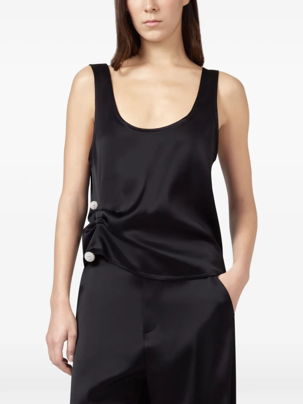 Giuseppe Di Morabito crystal-embellished ruched top - Nero