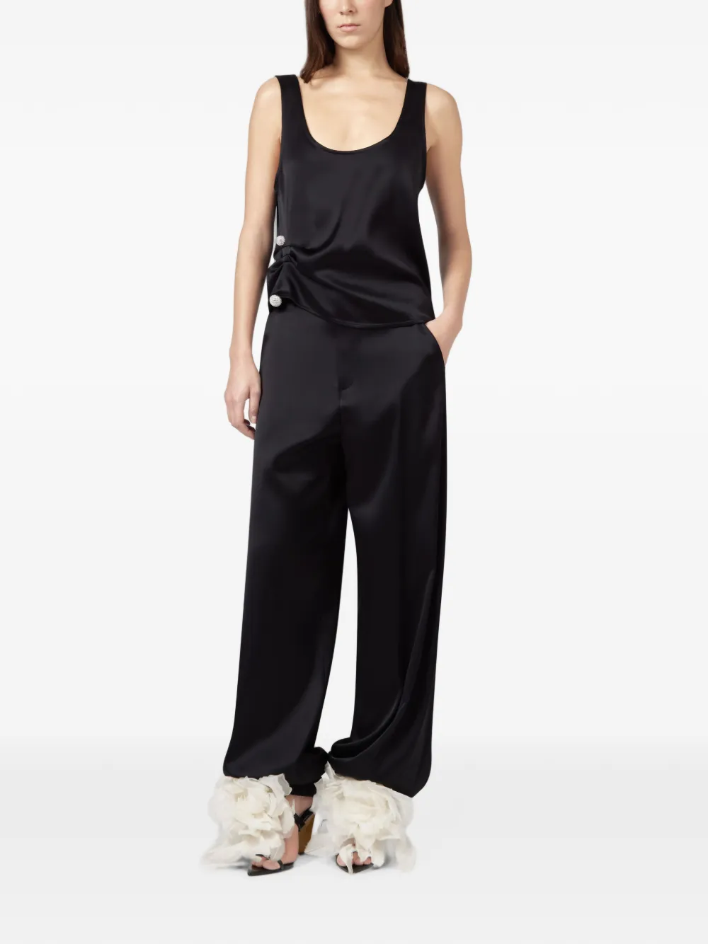 Giuseppe Di Morabito crystal-embellished ruched top Zwart