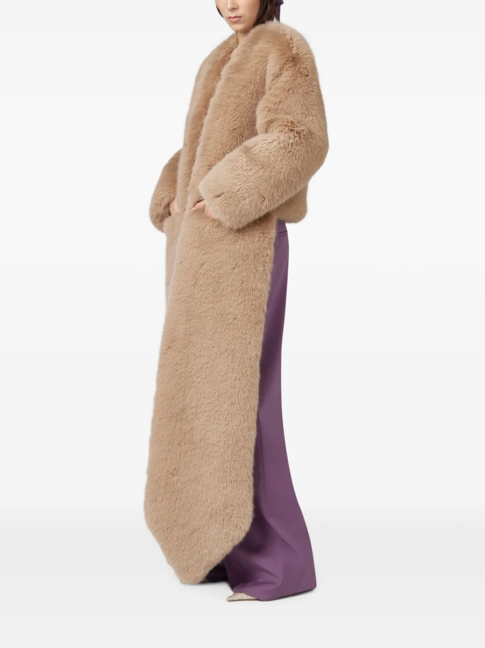 Giuseppe Di Morabito Jas met imitatiebont open voorkant en lange mouwen Beige