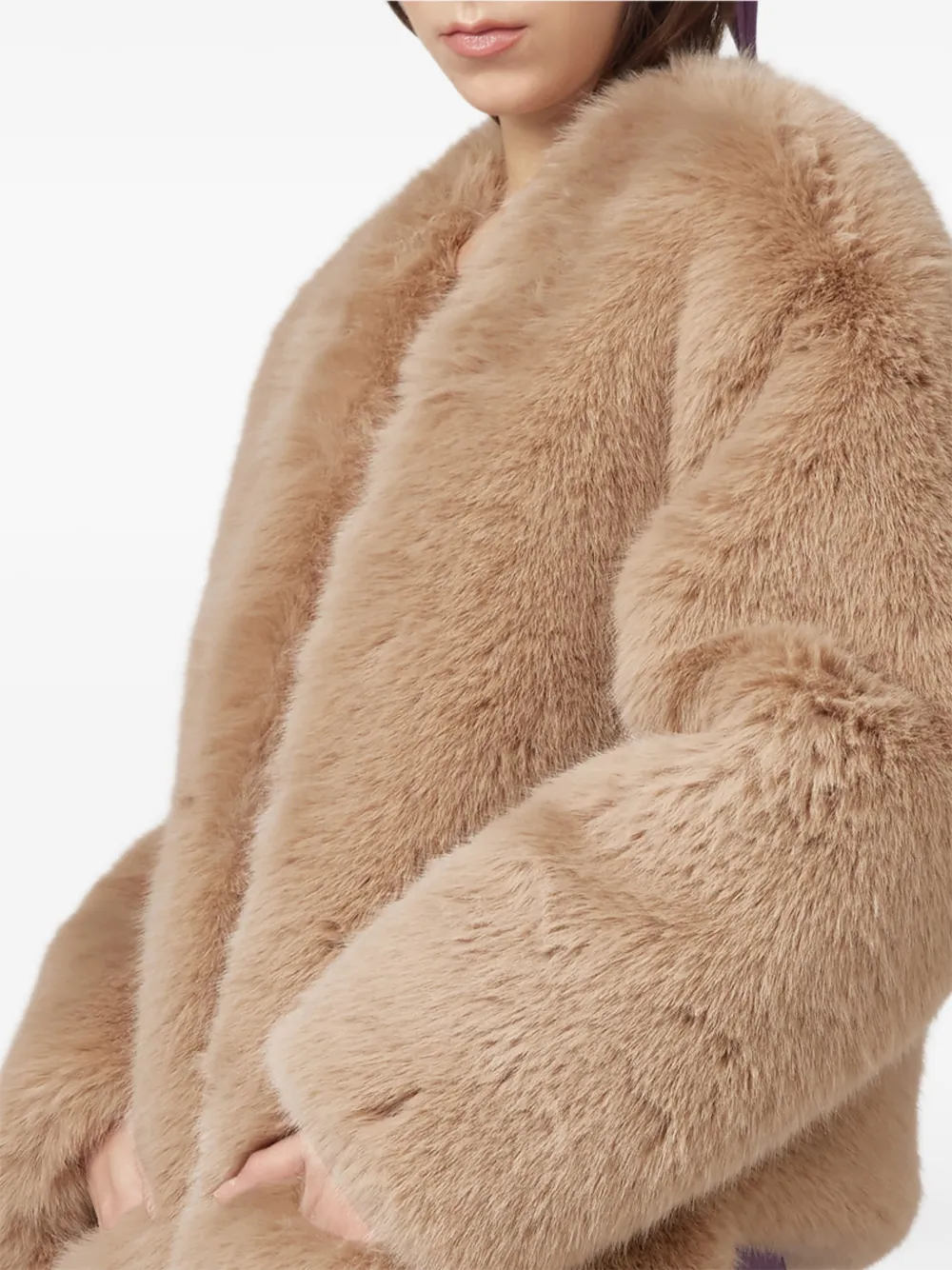 Giuseppe Di Morabito Jas met imitatiebont open voorkant en lange mouwen Beige