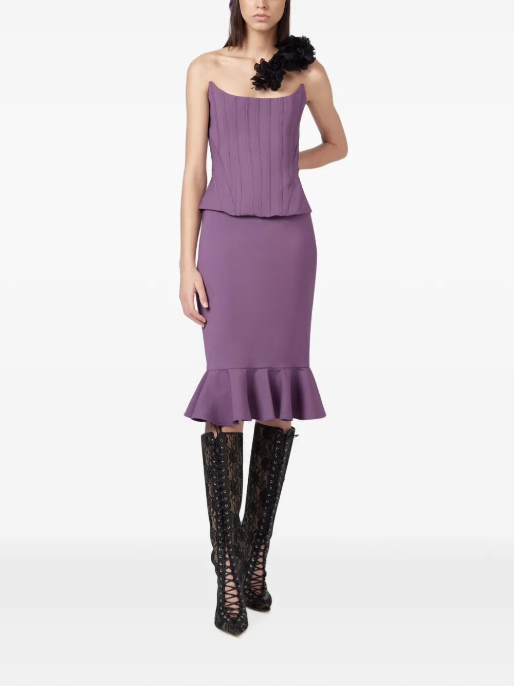 Giuseppe Di Morabito Top met korset-stijl en bloemen-applicatie Paars