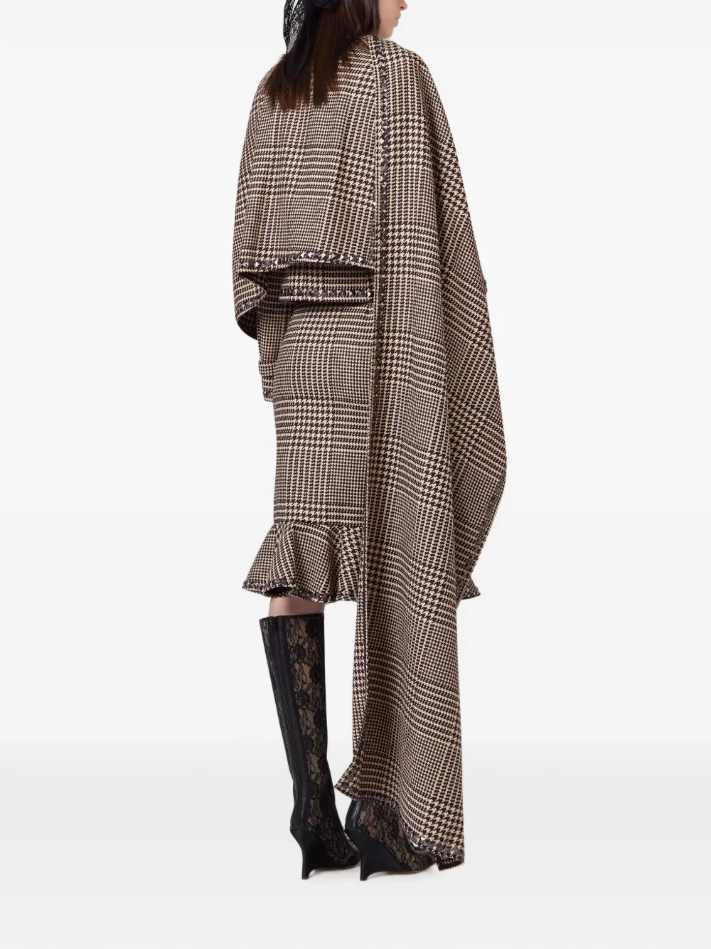 Giuseppe Di Morabito Cape met pied-de-poule print en studs Beige