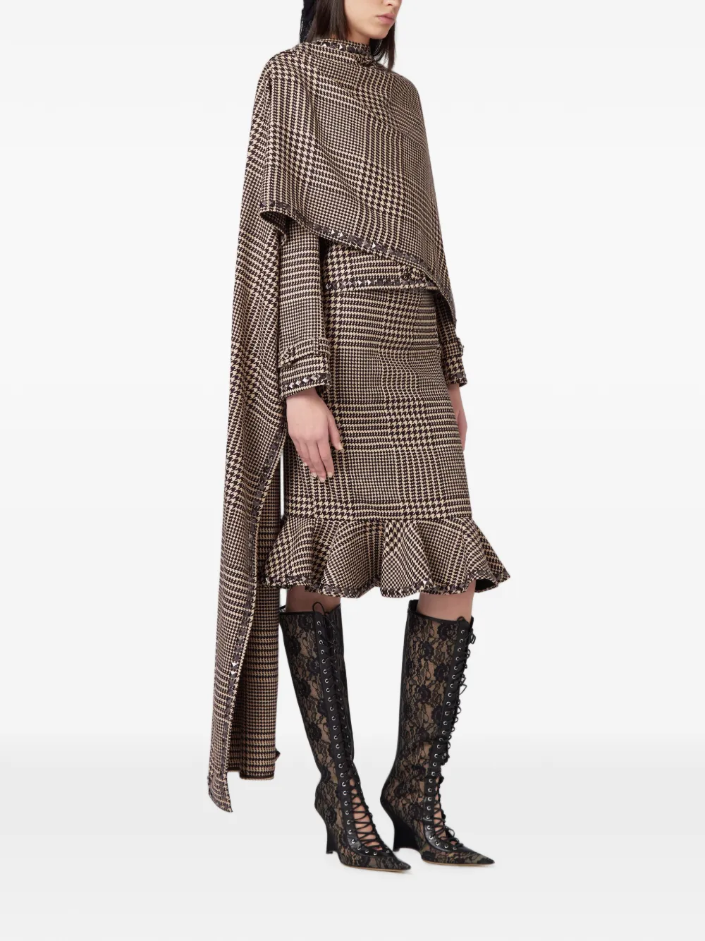 Giuseppe Di Morabito Cape met pied-de-poule print en studs Beige