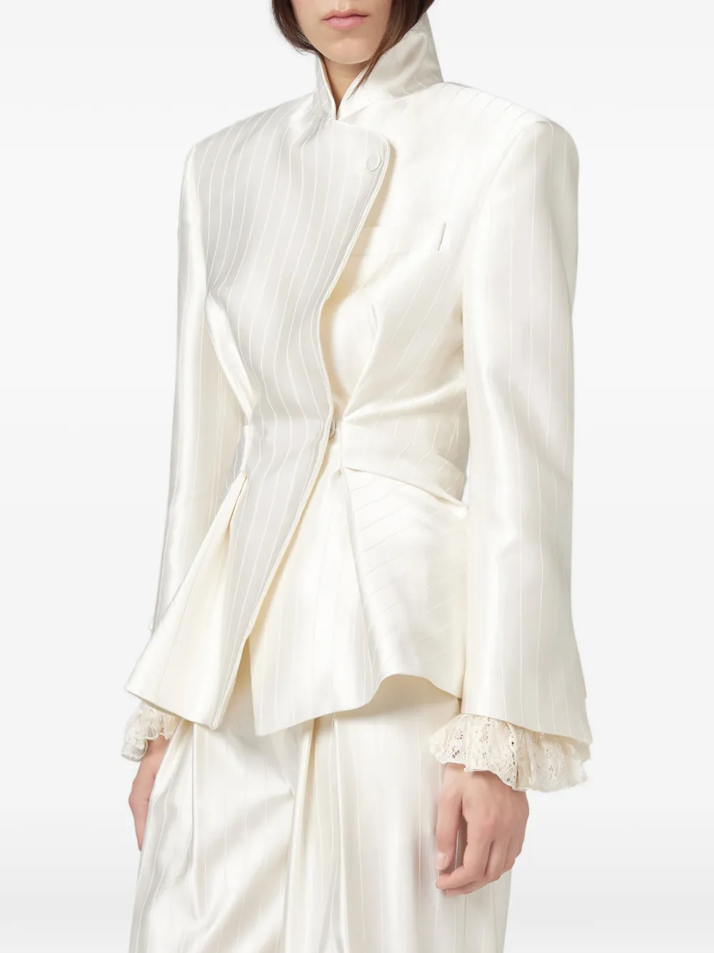Giuseppe Di Morabito veste à rayures - Blanc Giuseppe Di Morabito veste à rayures - Blanc