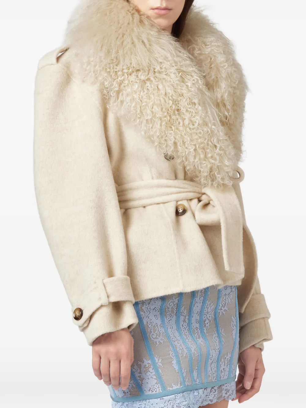 Giuseppe Di Morabito Mantel mit Shearling-Kragen - Nude