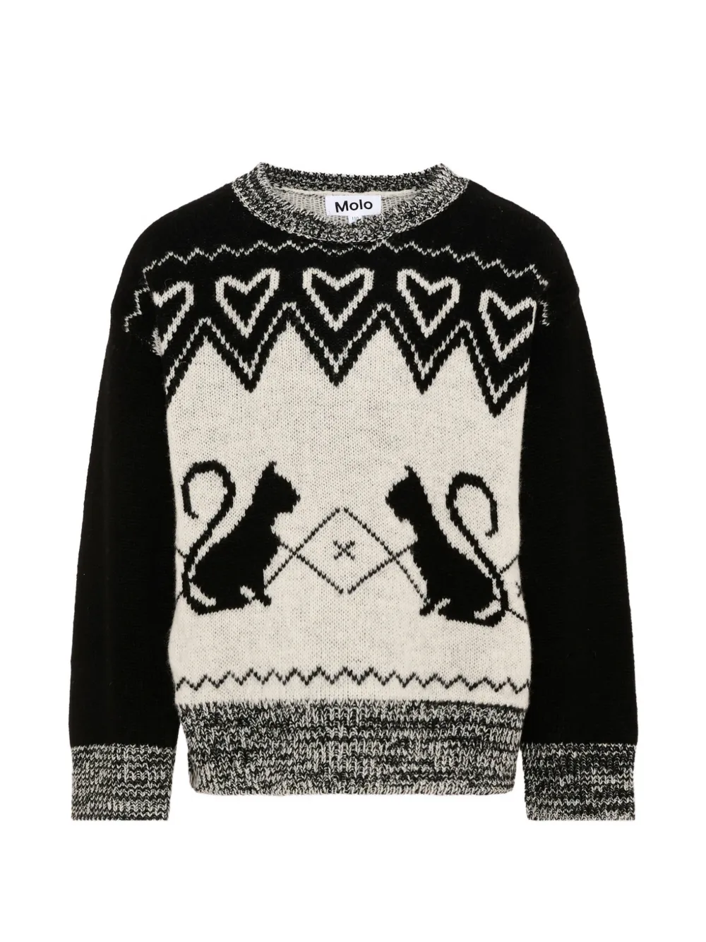 Molo Griselda intarsia-knit heart-motif jumper - Nero