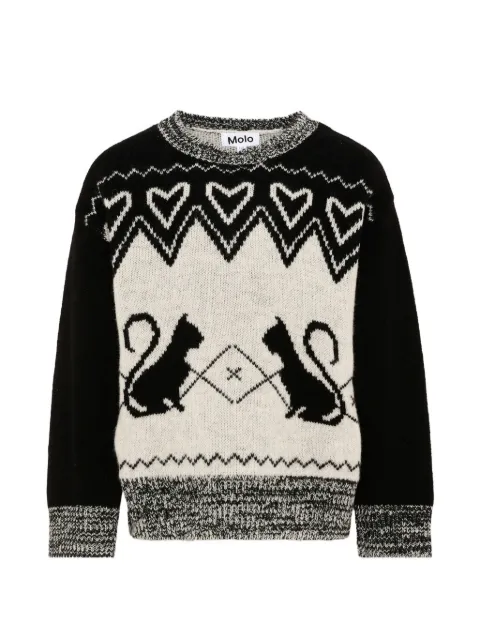 Molo Griselda intarsia-knit heart-motif jumper