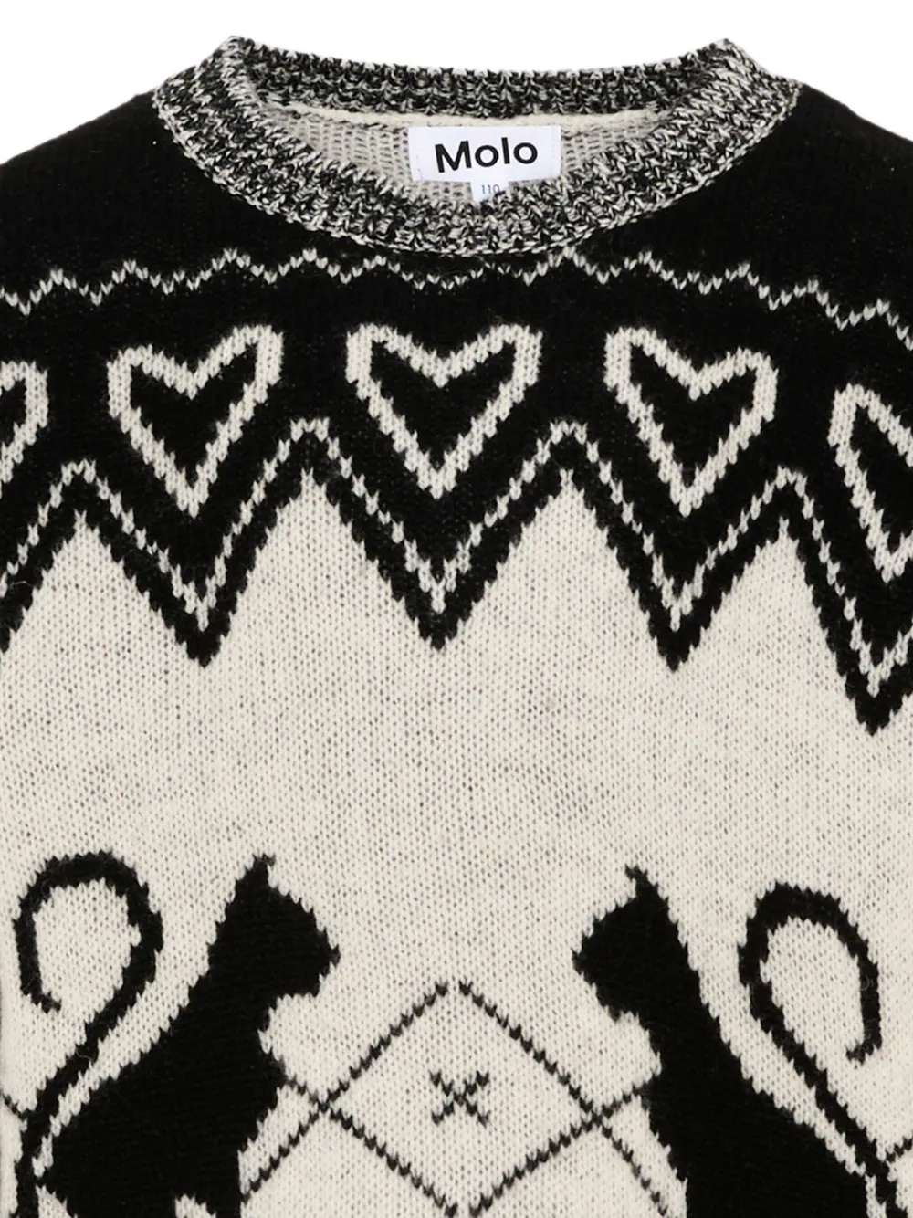Molo Griselda intarsia gebreide trui met hart-patroon Zwart