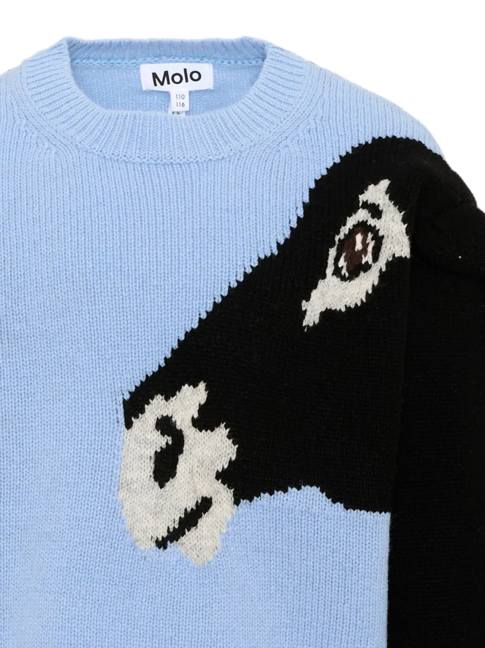 Molo Griselda trui met paard-intarsia en franje Blauw
