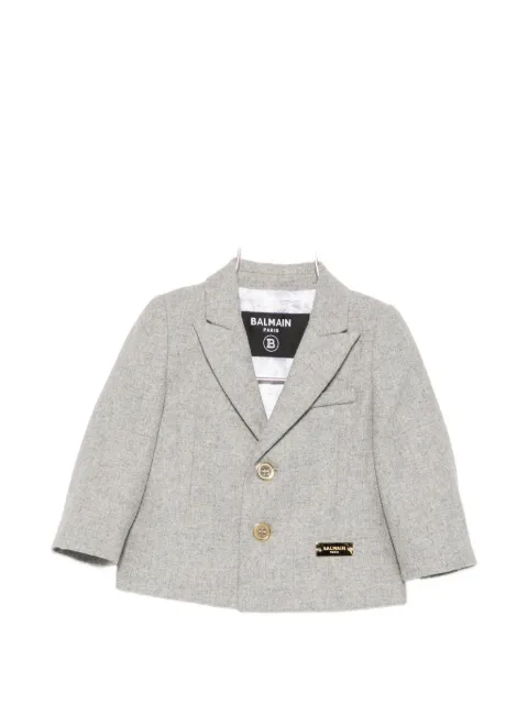 Balmain Kids logo-plaque notched-lapels jacket