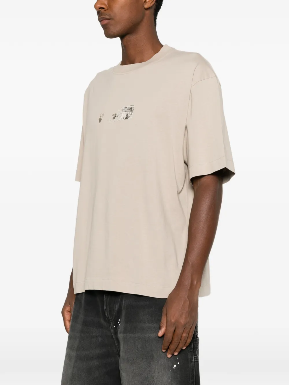 Off-White Spices Arrow T-shirt met logoprint Beige