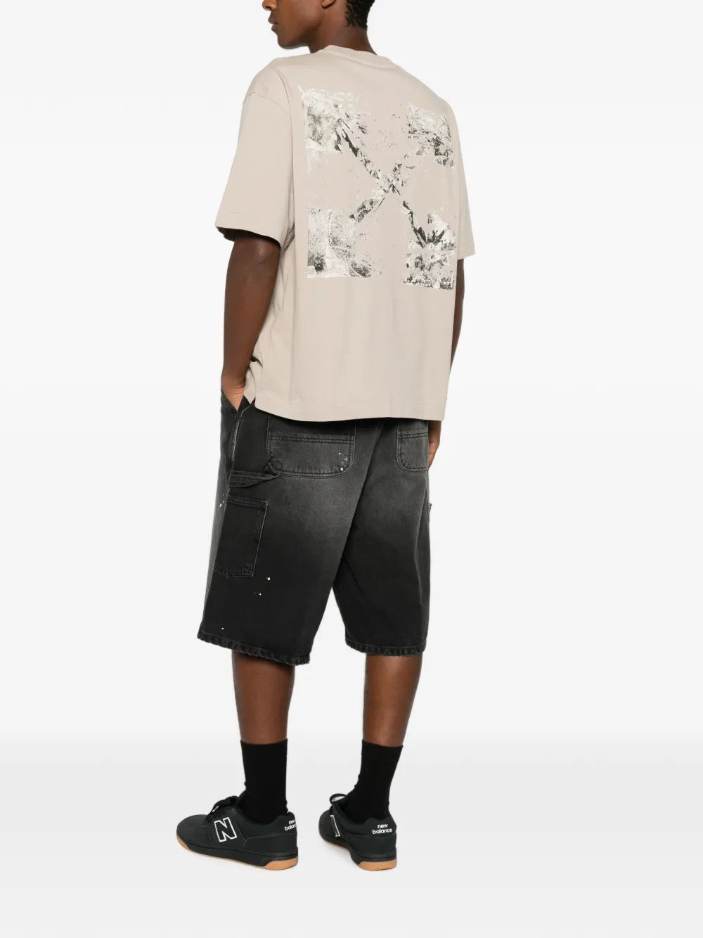 Off-White Spices Arrow T-shirt met logoprint Beige
