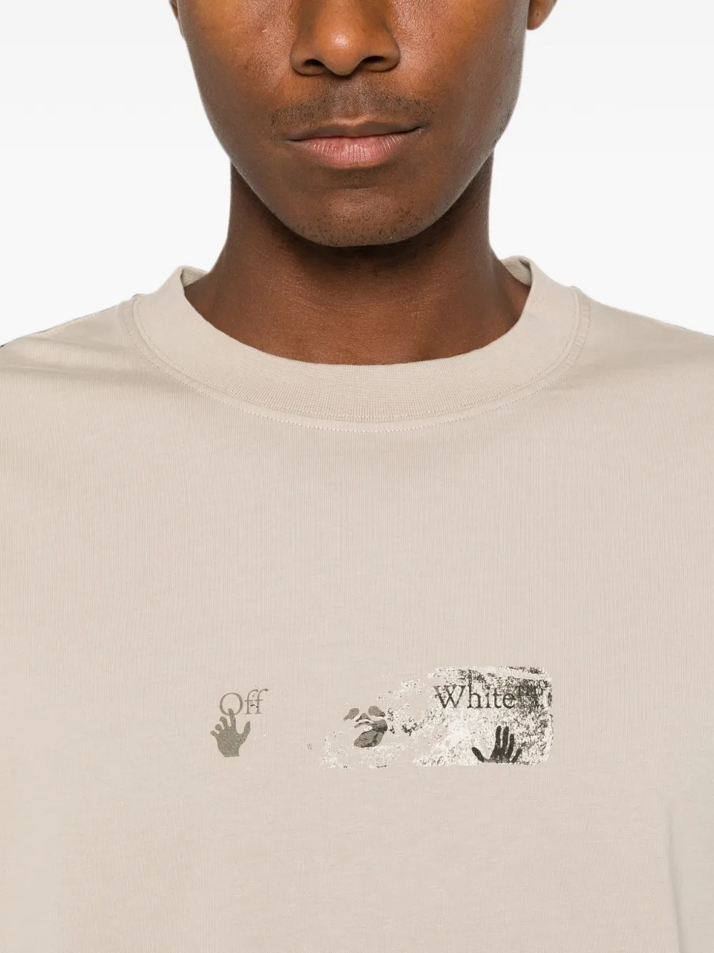 Off-White Spices Arrow T-shirt met logoprint Beige
