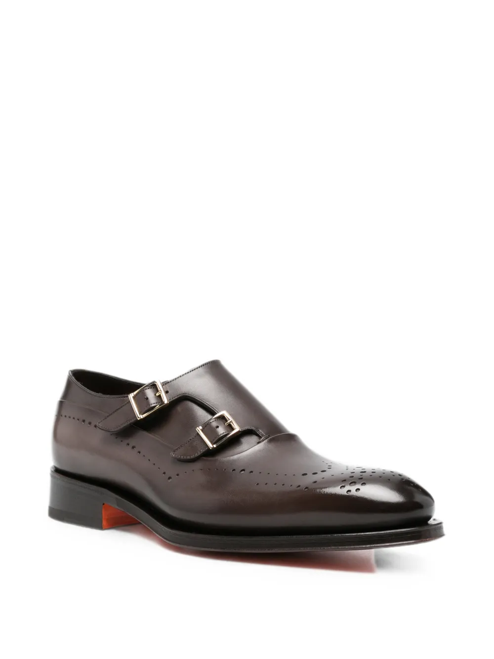 Santoni brogue-detail double-strap monk shoes Bruin