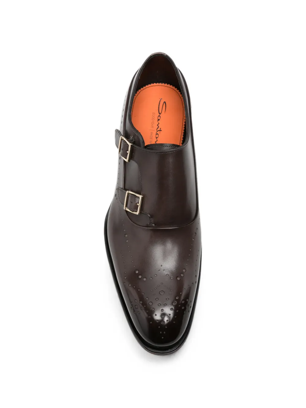 Santoni brogue-detail double-strap monk shoes Bruin