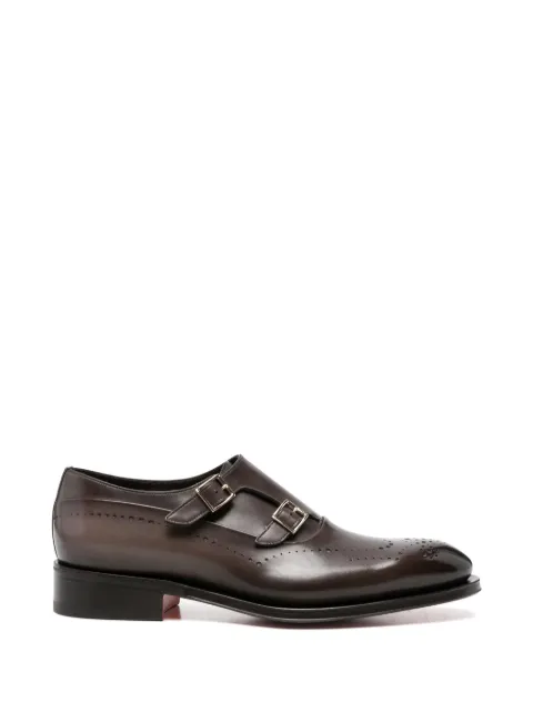 Santoni brogue-detail double-strap monk shoes