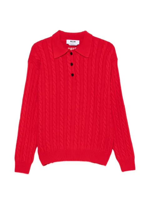 MSGM cable-knit polo sweater