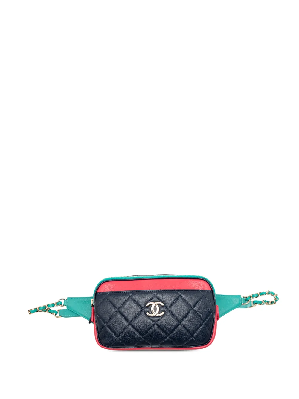 CHANEL Pre-Owned 2019 Tricolor Quilted Goatskin In and Out belt bag - Blue