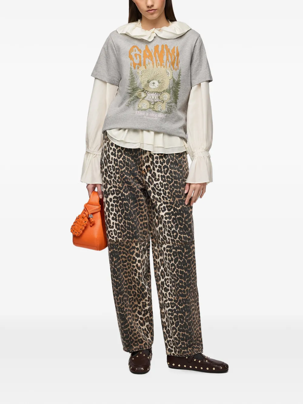 GANNI T-shirt met bos-teddy Grijs