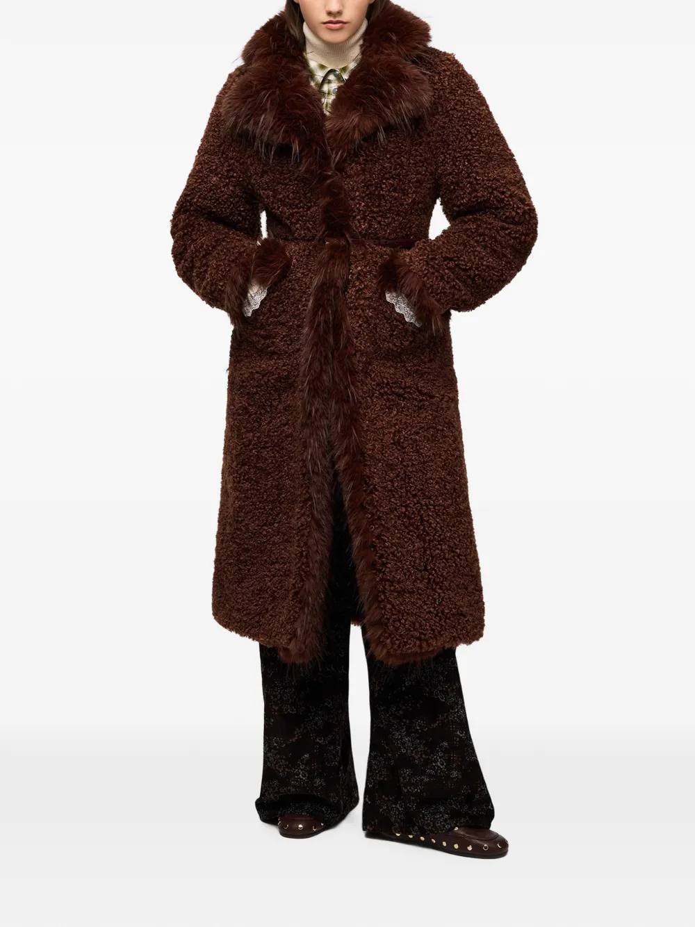 GANNI Jas van alternatieve lammy Bruin