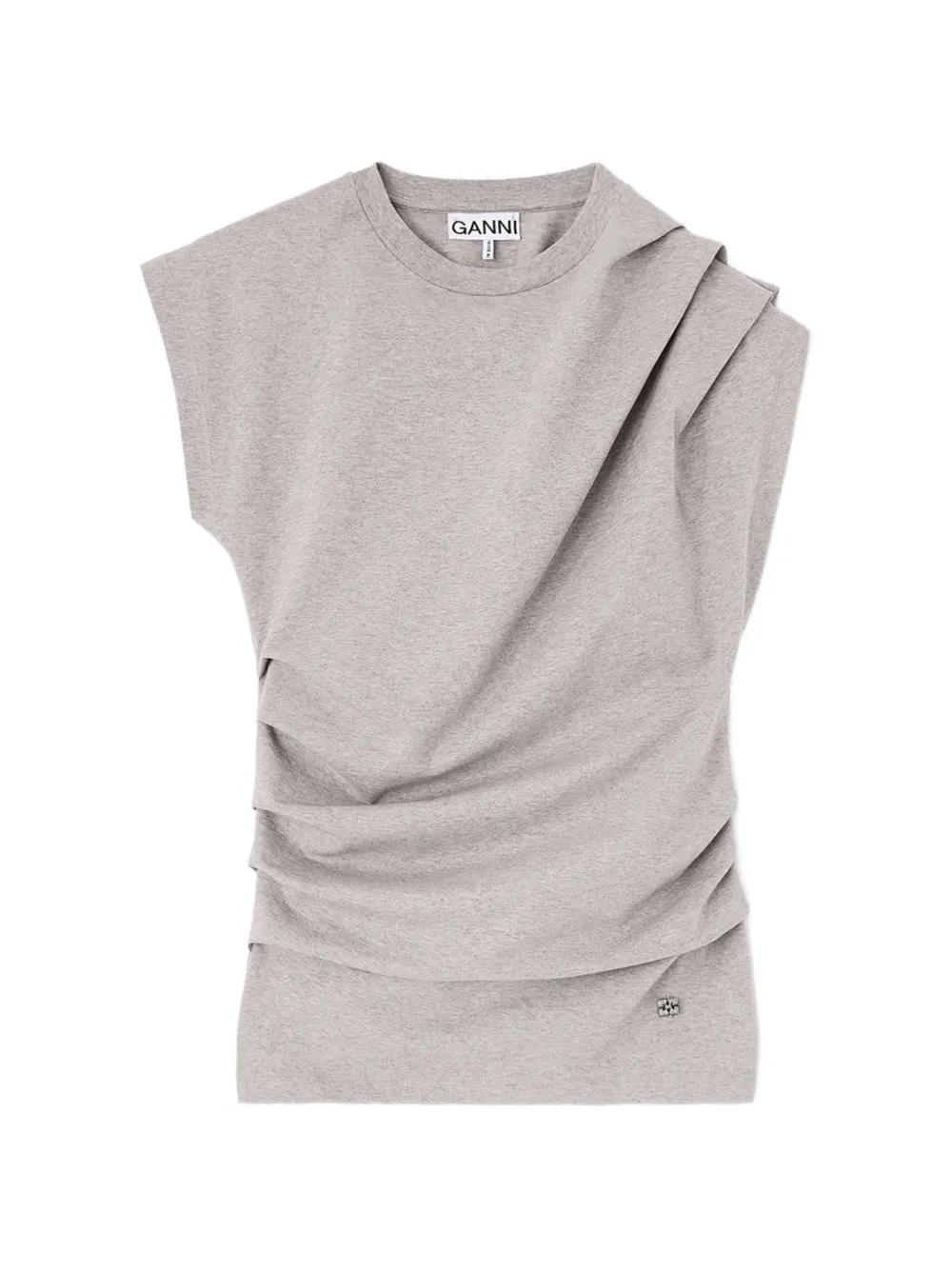 GANNI Top in jersey drappeggiato - Grigio