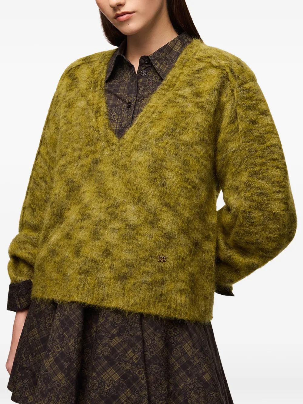GANNI Trui van geborsteld mohair Groen