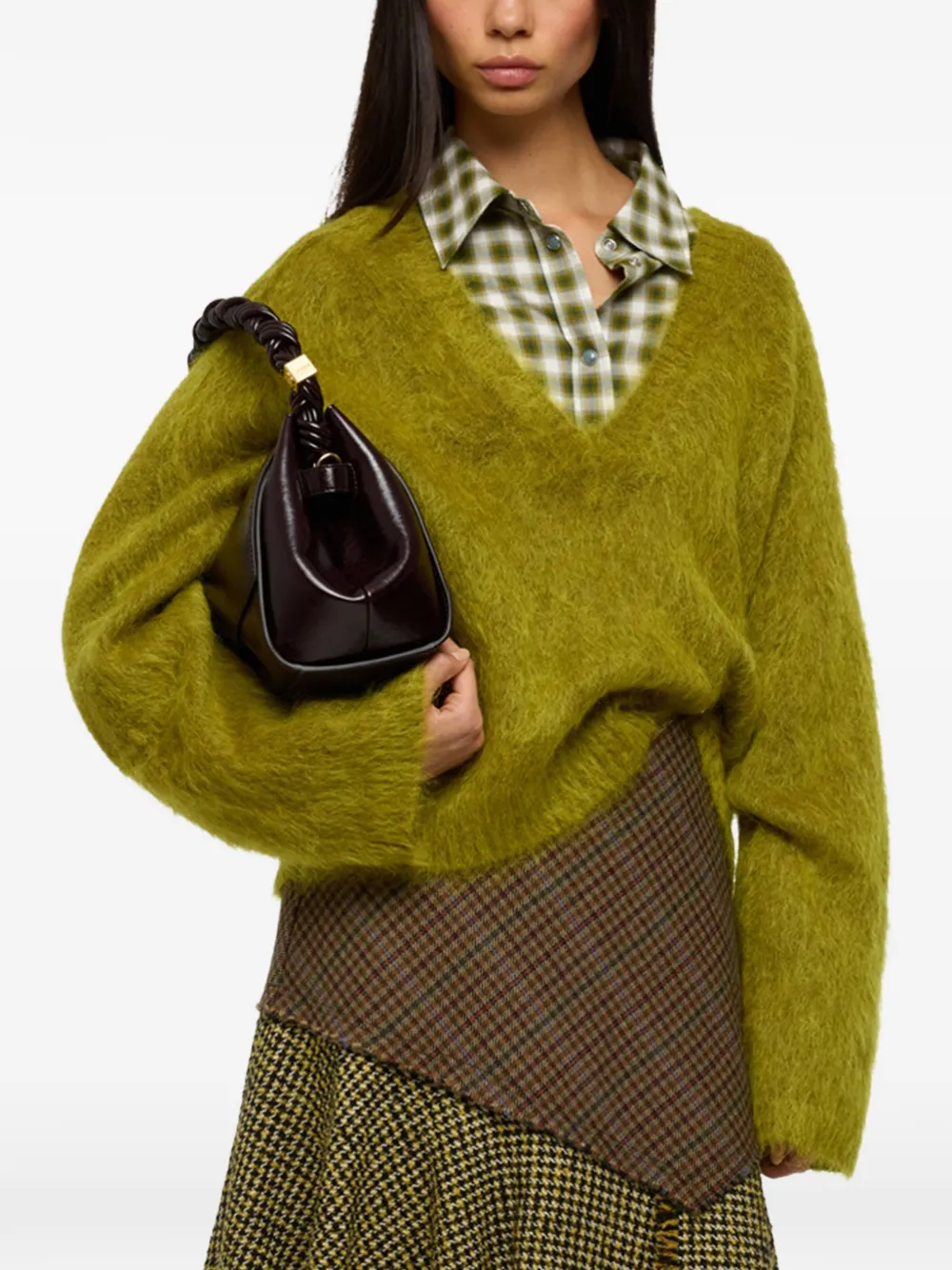 GANNI Maglione in mohair spazzolato - Verde