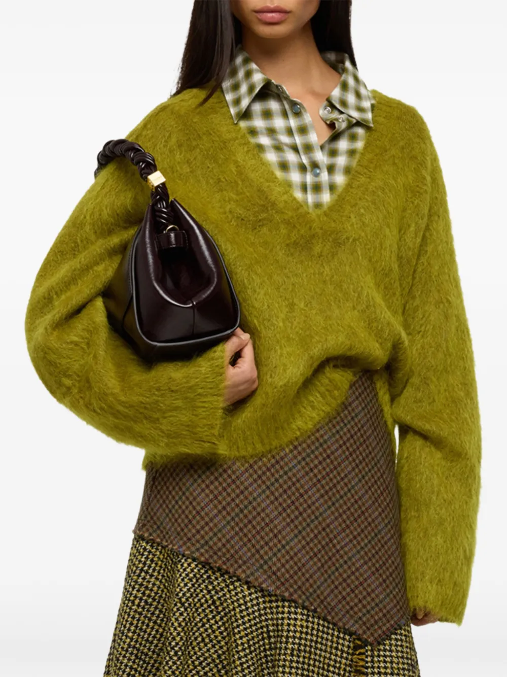 GANNI Pullover aus gebürstetem Mohär - Grün